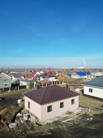 Агаповка: одноэтажный дом — газоблок, штукатурный фасад, фото 1
