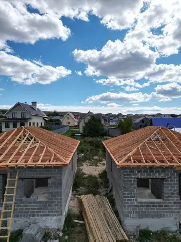 Агаповка: два дома — газоблок, стропильная система, фото 2